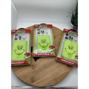 Set Of 3 The Grinch Fuzzy Magnetic Wallet Case iPhone Holds 3 Cards Dr Seuss